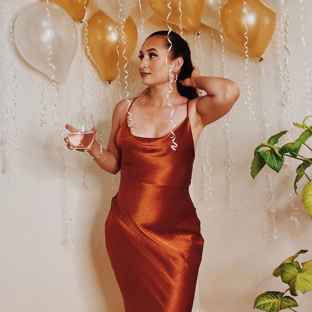 NEW ASOS DESIGN cami maxi slip dress in high shine satin with lace up back